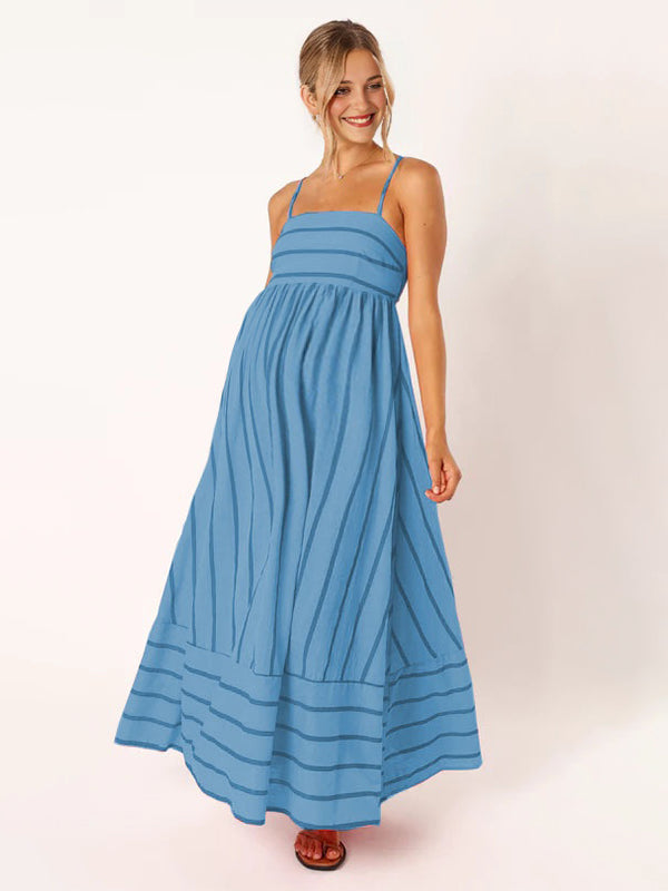 Fotobeyou Striped Flowy Photoshoot Maternity Maxi Dress
