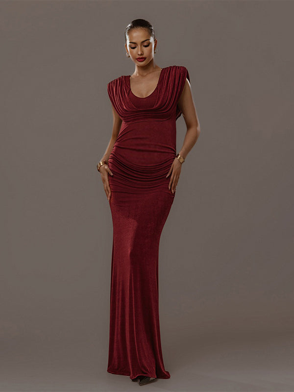 Fotobeyou Ruched Backless Sheer Photoshoot Maternity Maxi Dress