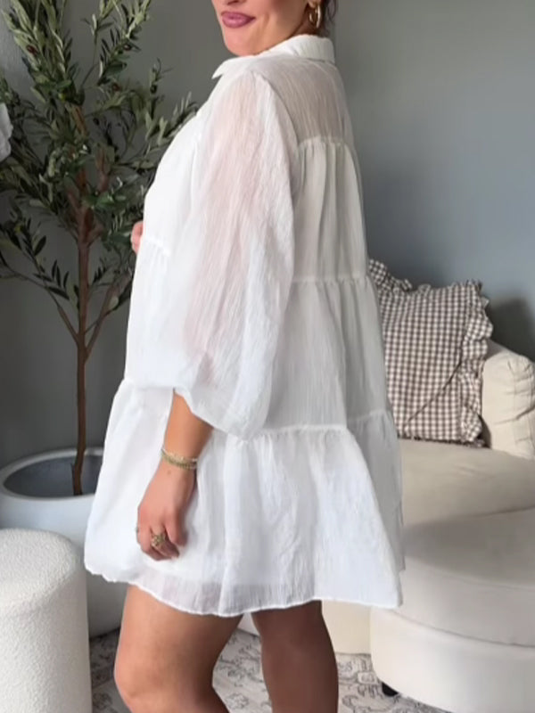 fotobeyou Buttons Shirt Dress Photoshoot Maternity Mini Dresses