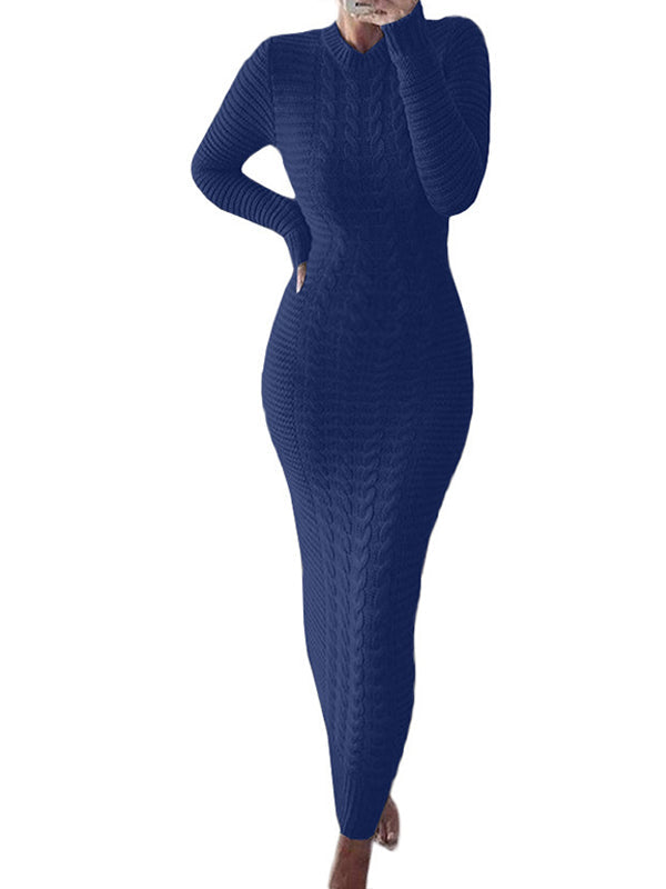 Fotobeyou Purple Round Neck Crochet Maternity Baby Shower Sweater Maxi Dress