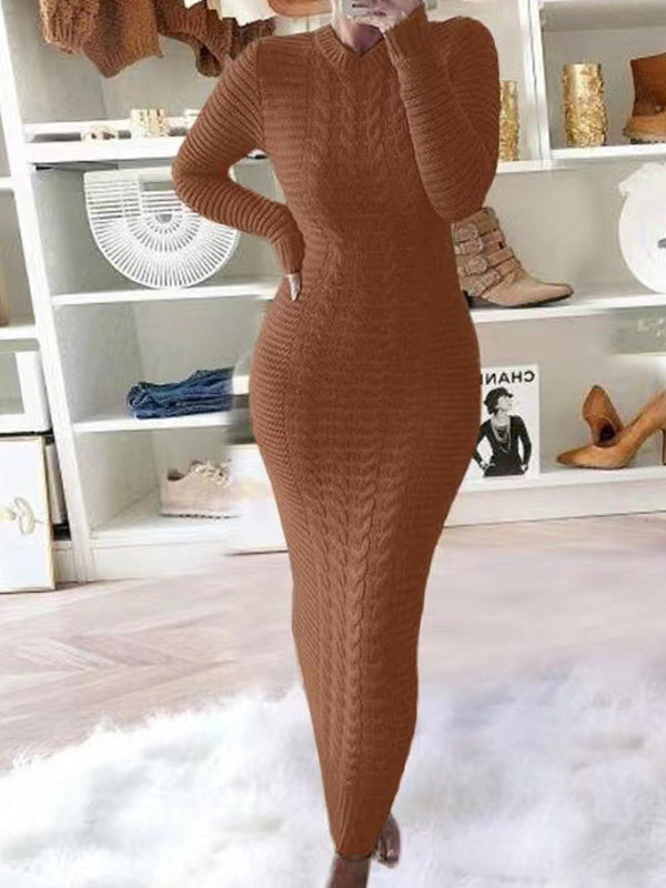 Fotobeyou Purple Round Neck Crochet Maternity Baby Shower Sweater Maxi Dress