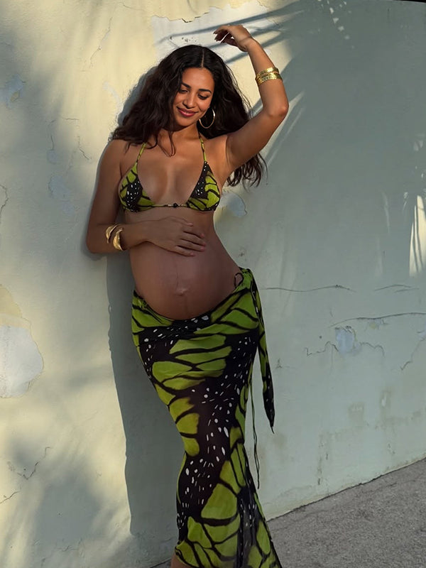 Green Bikini Butterfly Maternity 2 piece set Dresses