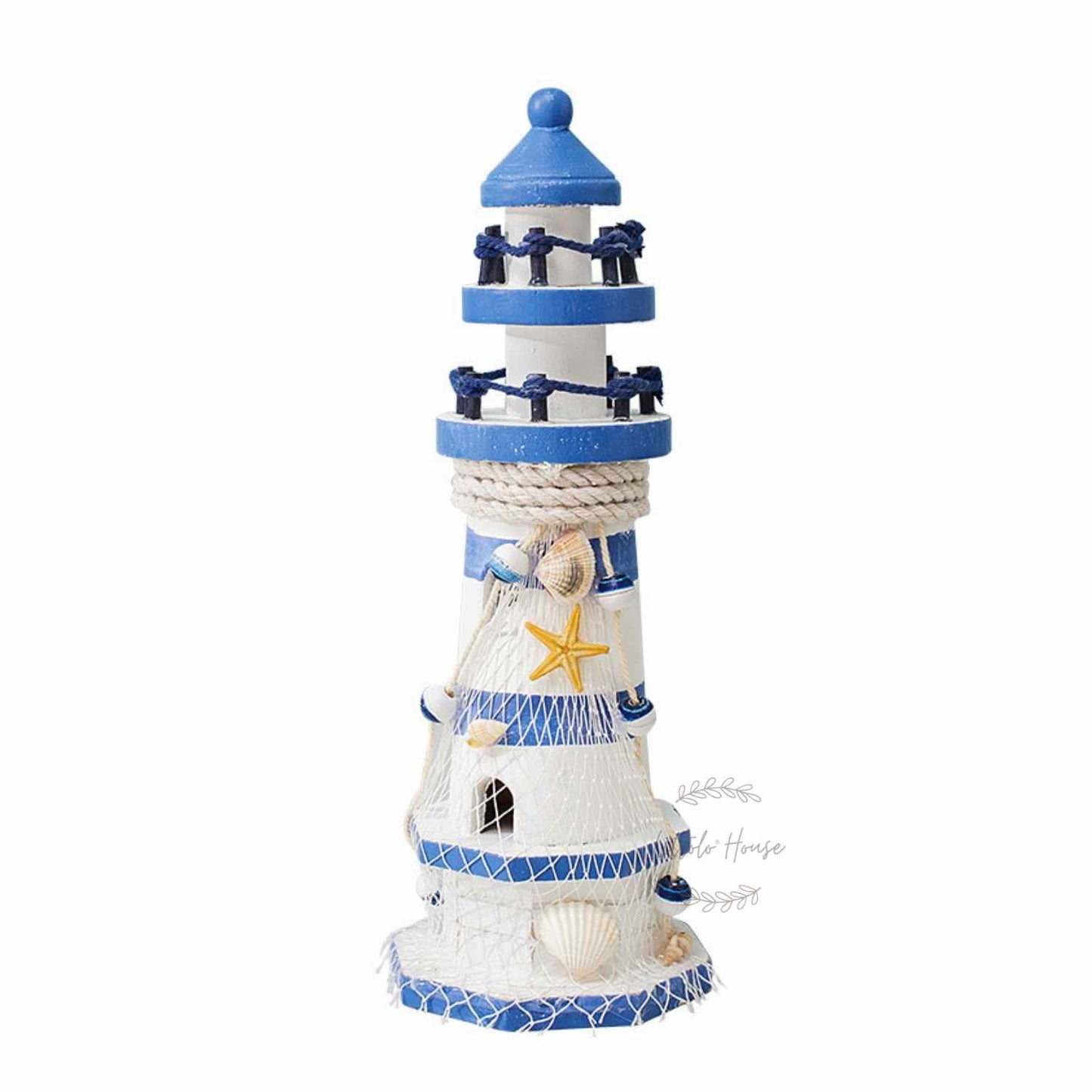 Mediterranean Lighthouse Sailor Theme Watch Tower D027 | Decorative Add-ons | Rustic White Blueblocks