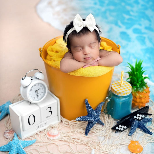 Newborn Studio Photography Prop | Baby Milestone Blocks | Wooden | Rustic White