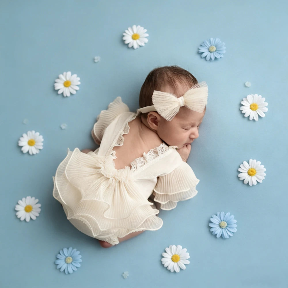 Baby Girl Cream Lace Ruffle Romper Princess Tutu
