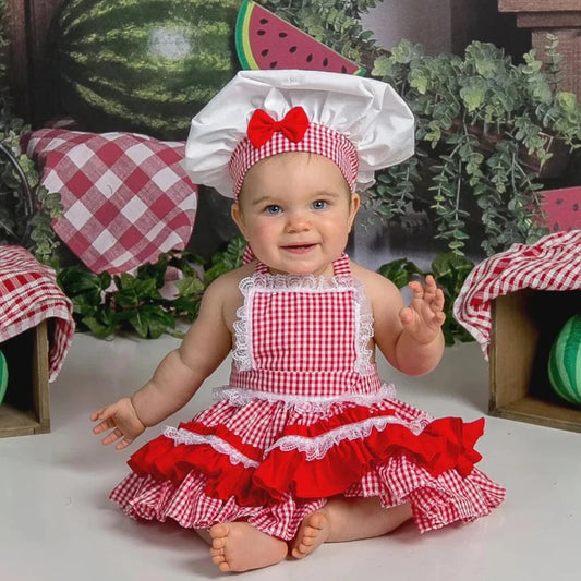 Newborn Baby Chef Set Apron Hat Cooking Smash Photo Studio Costume