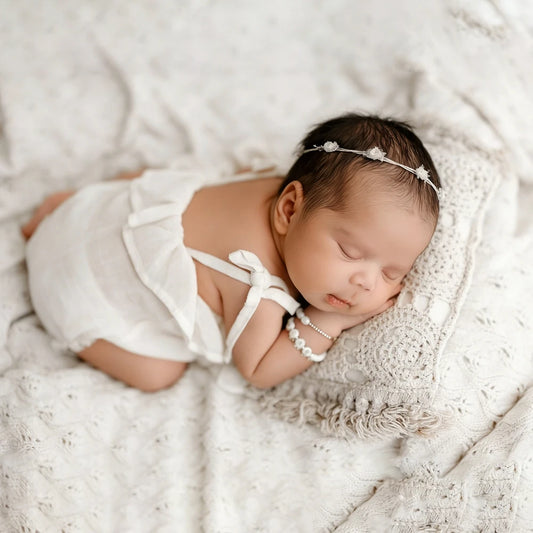 Baby Costume White Romper Newborn Girl Studio Soft Cotton Fabric