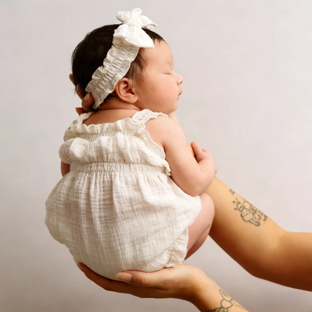 Newborn Photography Props Baby Costume White Muslin Romper Newborn Baby Photo Shoot Outfit Infant Girl Studio Props Soft Cotton
