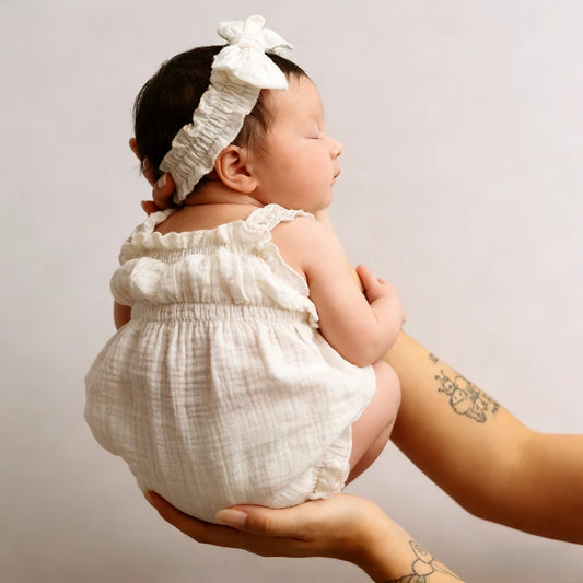 Newborn Photography Props Baby Costume White Muslin Romper Newborn Baby Photo Shoot Outfit Infant Girl Studio Props Soft Cotton