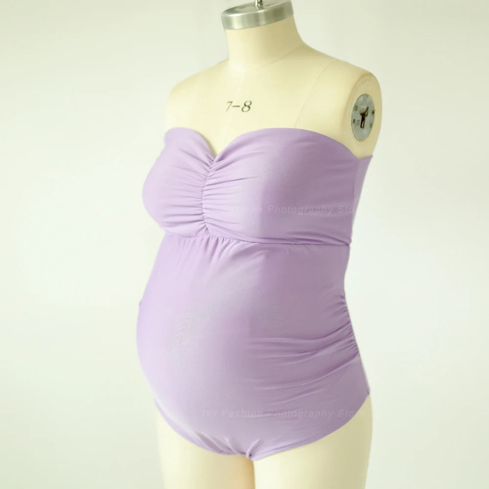 Maternity Strapless Stretchy Bodysuit Jumpsuit