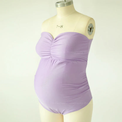 Maternity Strapless Stretchy Bodysuit Jumpsuit