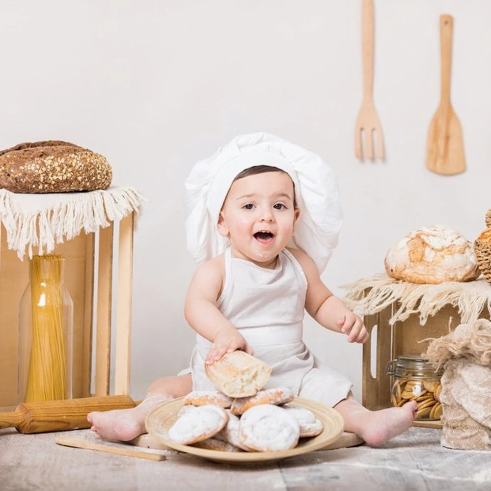 Baby Chef Hat Apron Set White Costume