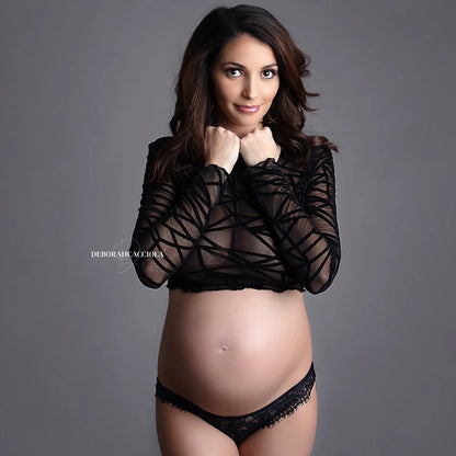 Maternity Stretch Cotton Short T-shirt Set Underwear Clothes Taking Photos
