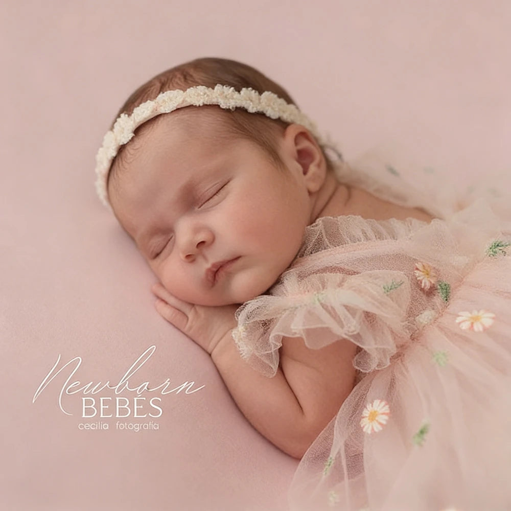 Baby Girl Tutu Ruffle Skirt Daisy Embroidery Tulle Dress Soft Newborn Set