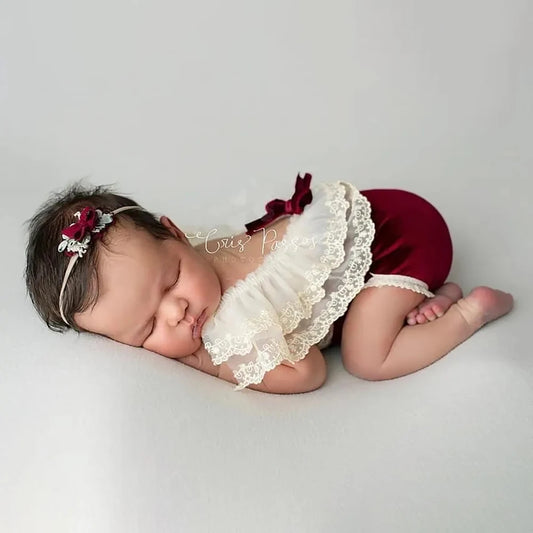 Newborn Baby Romper Set Velvet Christmas Studio Holiday