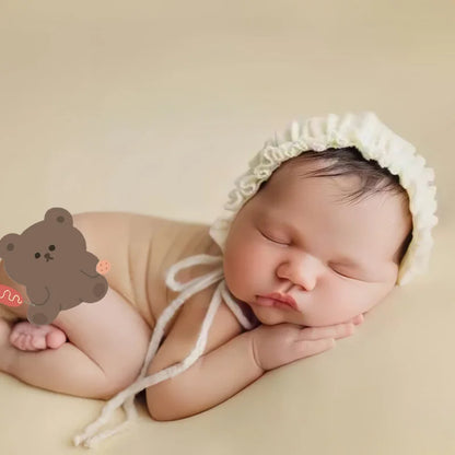 Newborn Photo Knit Hat Adjustable Baby Cap Sleepy Photos Session