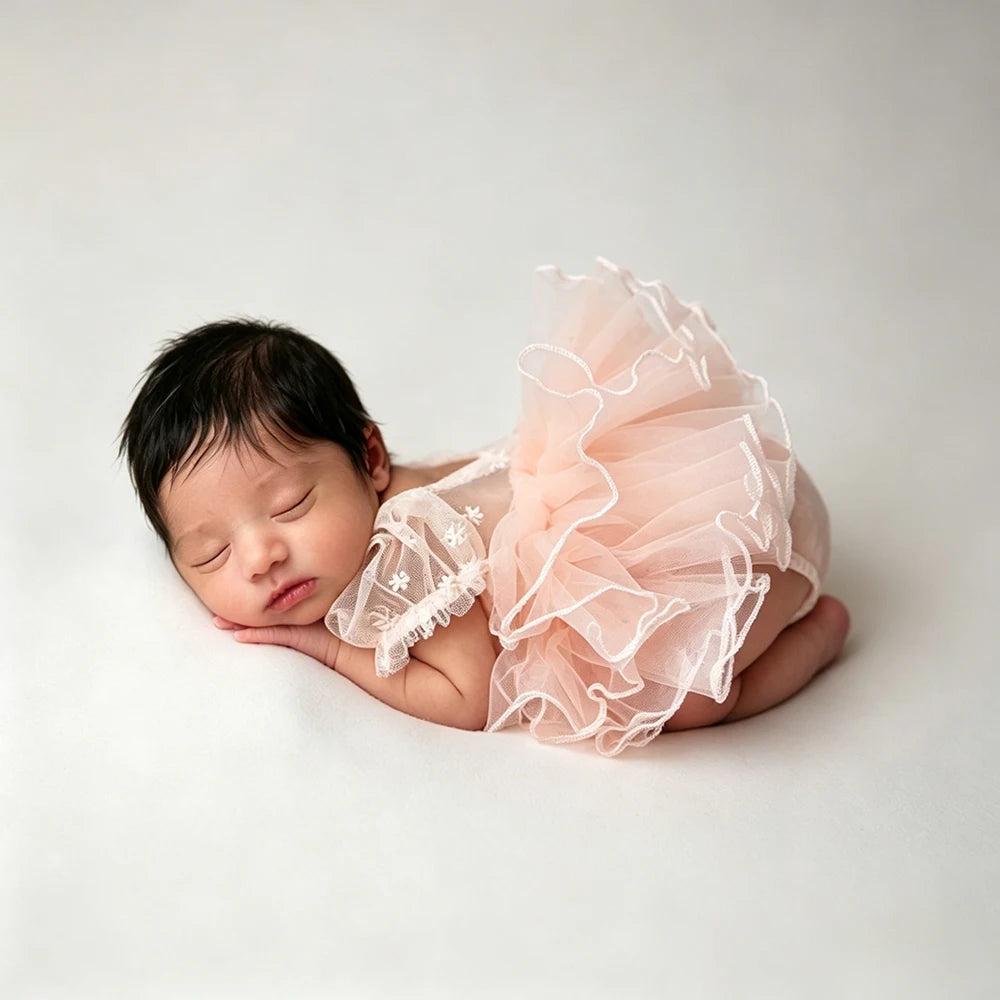 Girl Lace Romper Ruffle Sleeve Backless Baby Jumpsuit Costume