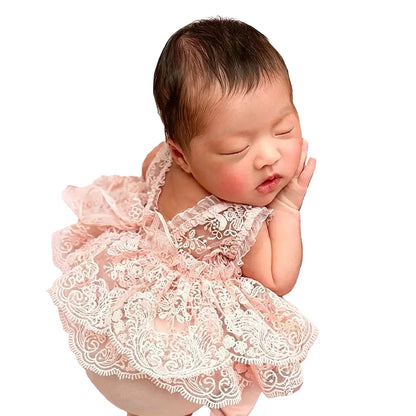 Girl Pink Lace Romper Clothing Baby Backless Princess Costume