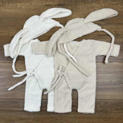 Newborn Baby Bunny Costume Set Plush Romper Soft