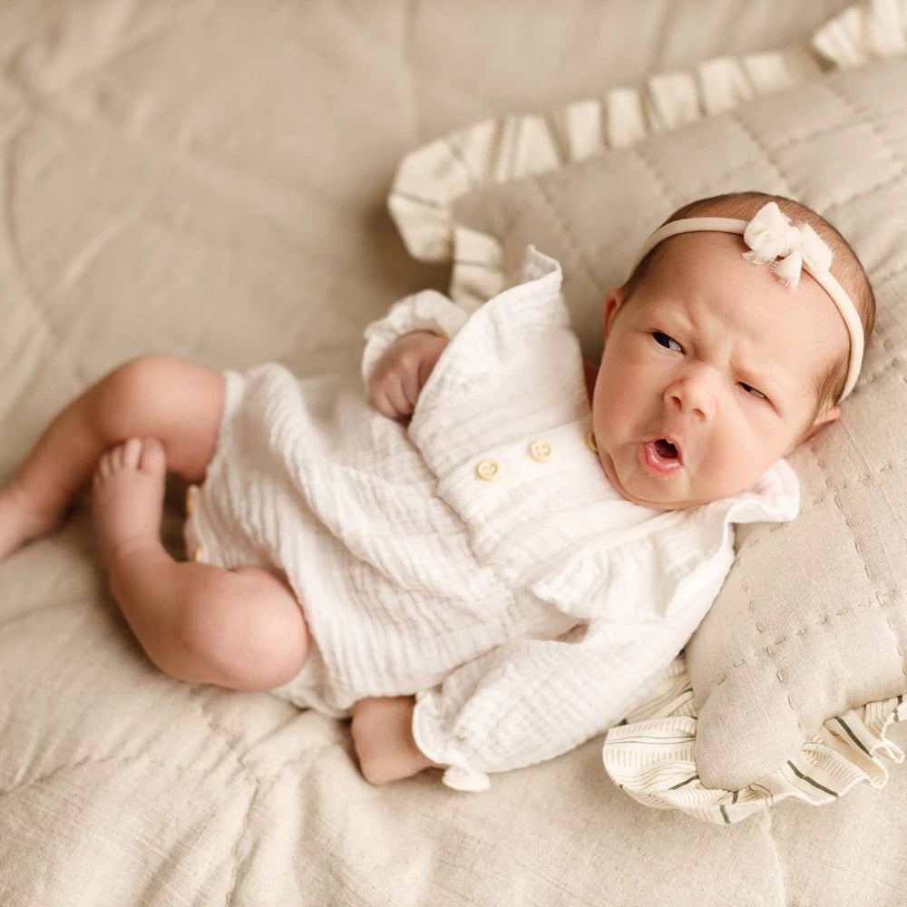 Baby Girl Double Layer Lace Romper Vintage Muslin Cotton