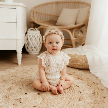 Baby Girl Boho White Lace Romper