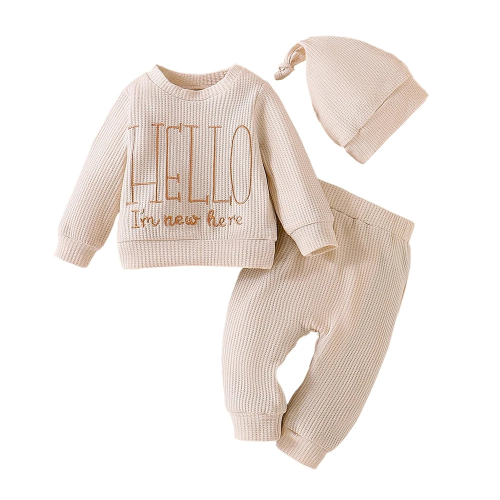 Newborn Hello New Here Ribbed Set Baby Coming Home Hospital