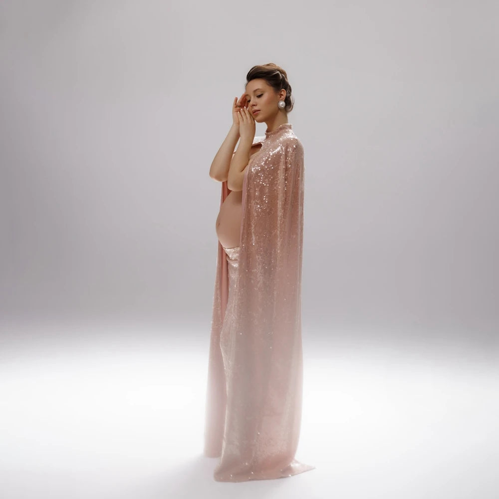 Elegant Maternity Photoshoot Dress Boho Pregnancy Gown for Photography Studio Backless Sleeveless Pregnant Woman Apparel
