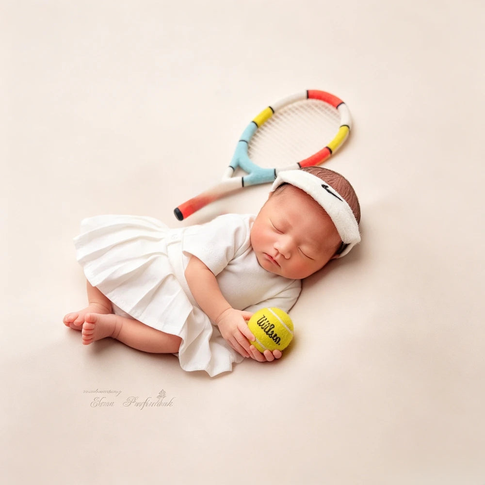 Baby White Tennis Ruffle Dress Top Skirt Set Sports Theme Princess