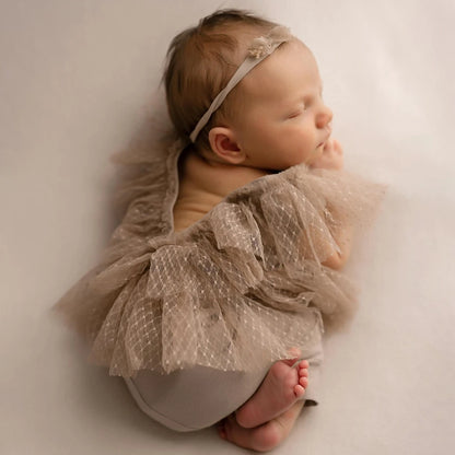 Newborn Lace Tulle Romper Baby Girl Soft Vintage Photo Costume