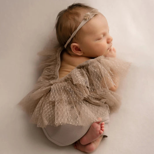 Newborn Lace Tulle Romper Baby Girl Soft Vintage Photo Costume