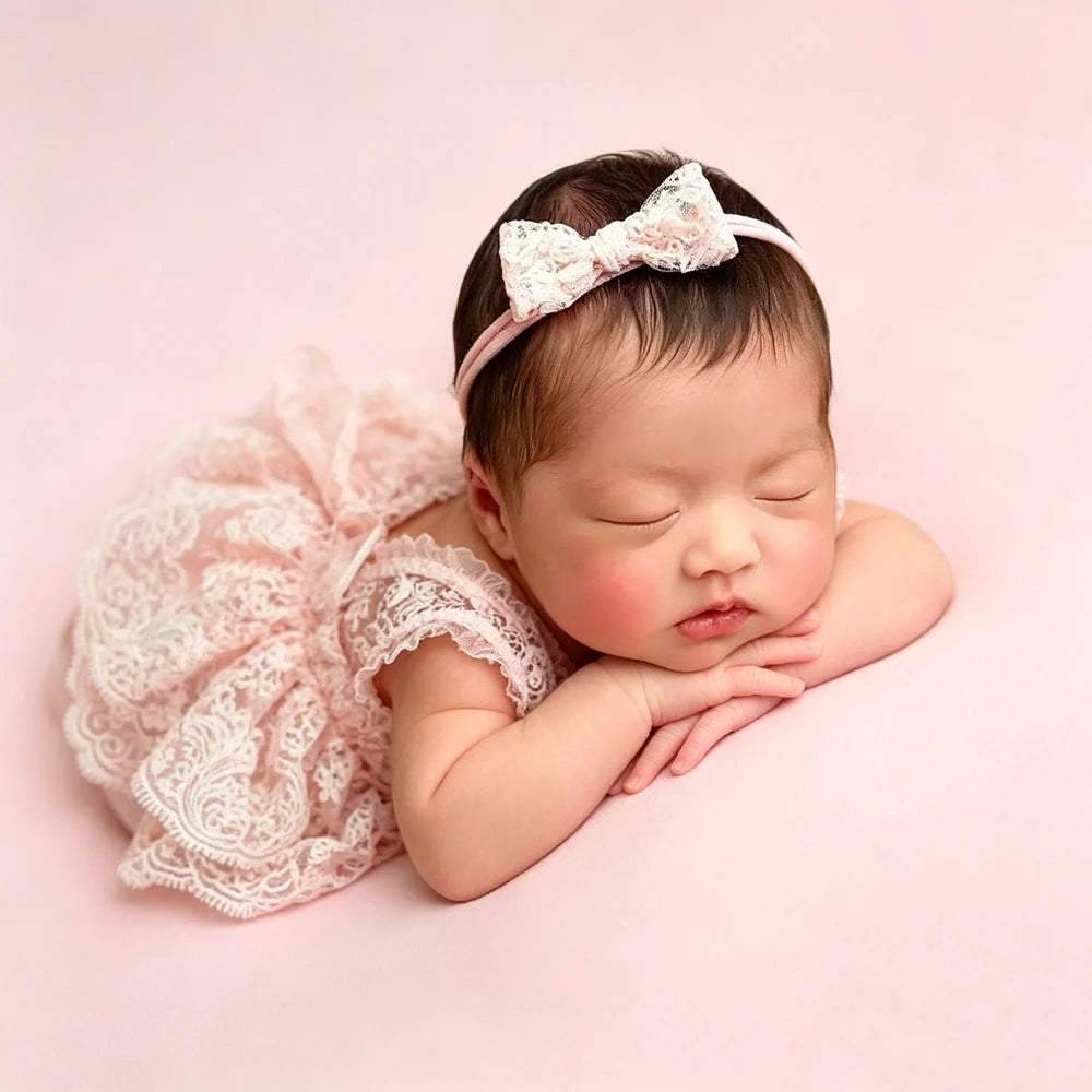 Girl Pink Lace Romper Clothing Baby Backless Princess Costume