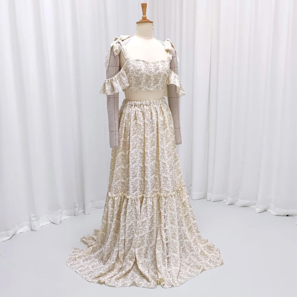 Maternity Dresses For Baby Showers Soft Skin Friendly Double-Layer Cotton Suspender Two piece Dress Photo Shoot Dress For Women