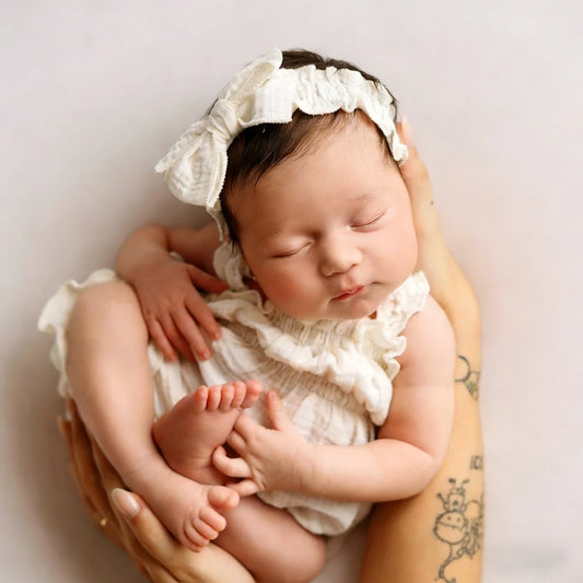 Newborn Photography Props Baby Costume White Muslin Romper Newborn Baby Photo Shoot Outfit Infant Girl Studio Props Soft Cotton