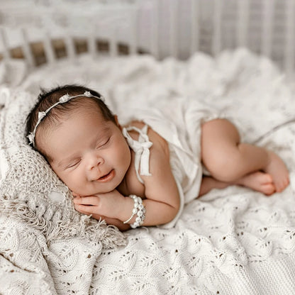 Baby Costume White Romper Newborn Girl Studio Soft Cotton Fabric