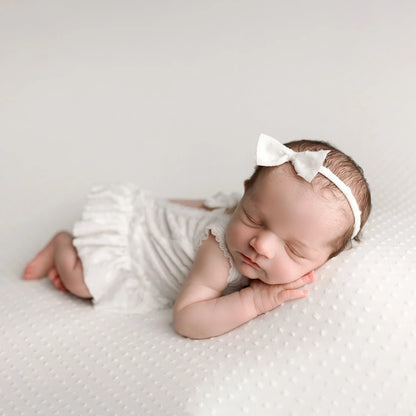 Baby Girl Ruffle Open Back Romper Bow Headband