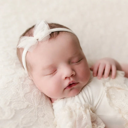 Newborn Baby Girl White Lace Ruffle Romper Bodysuit Costume