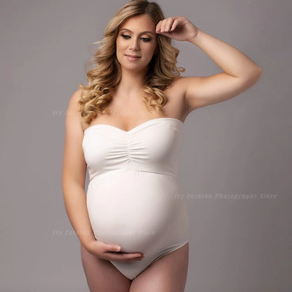 Maternity Strapless Stretchy Bodysuit Jumpsuit
