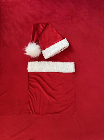 Newborn Christmas Santa Red Sleeping Bag Hat Baby Cute Xmas Costume Holiday Blanket