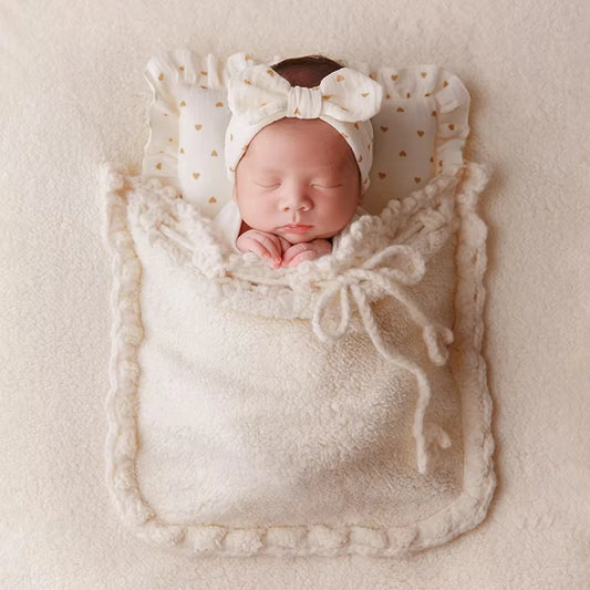 Set Soft Pastel Baby Heart Pattern Gentle Newborn Studio