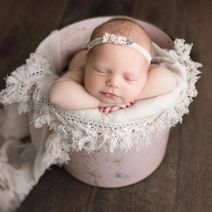 Newborn Lace Stretch Wrap Swaddle 25x75cm Boho Tassel Studio Photo