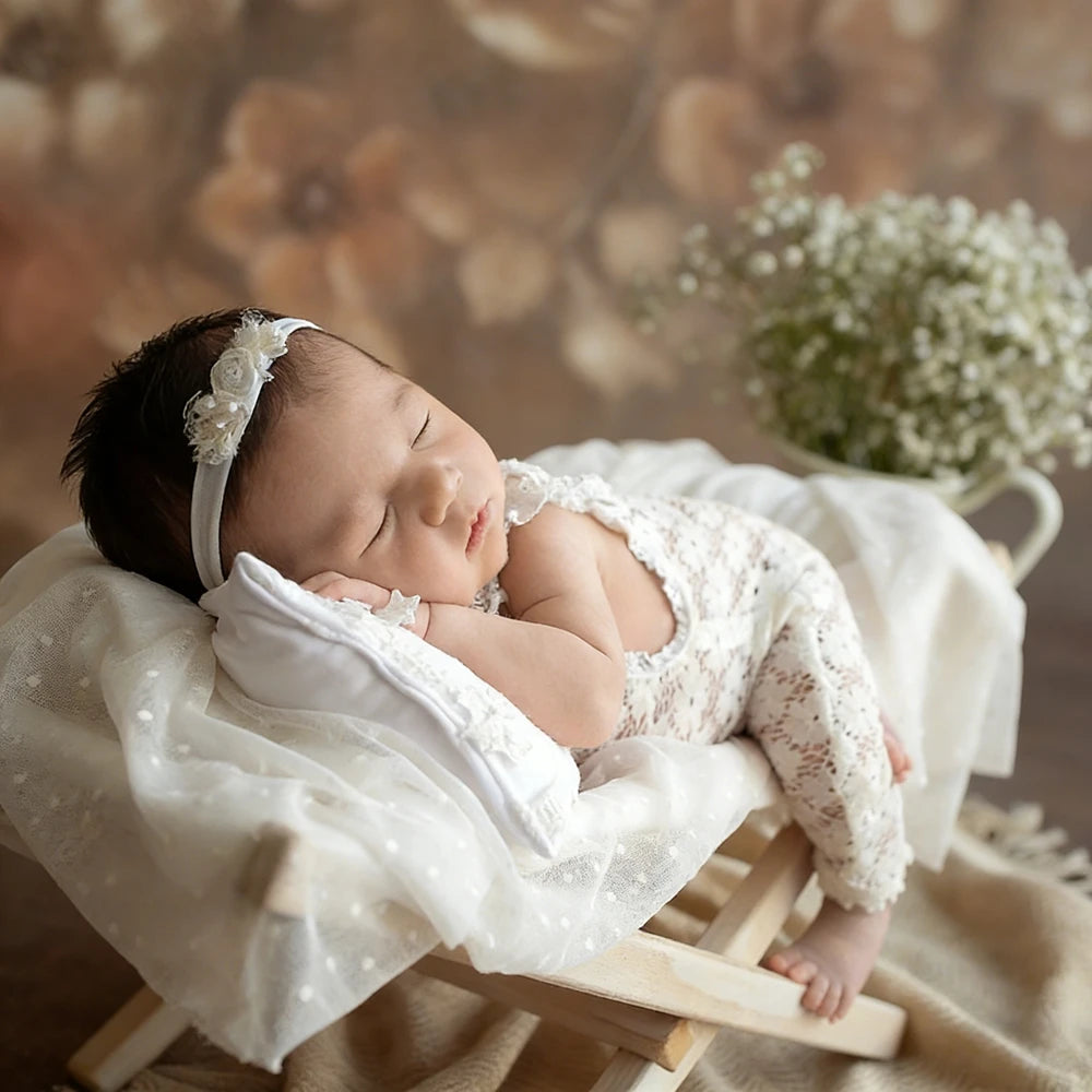 White Lace Ruffle Romper Baby Off Shoulder Bodysuit Girl Vintage
