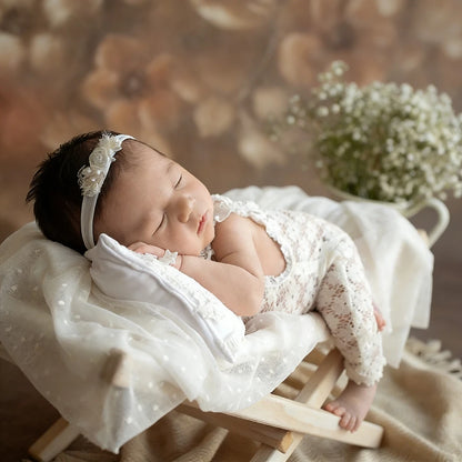 White Lace Ruffle Romper Baby Off Shoulder Bodysuit Girl Vintage