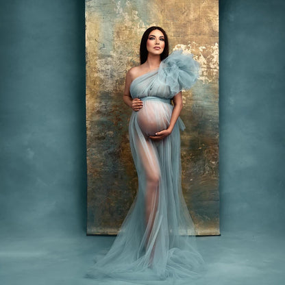 Maternity Perspective Mesh Single Shoulder Dress