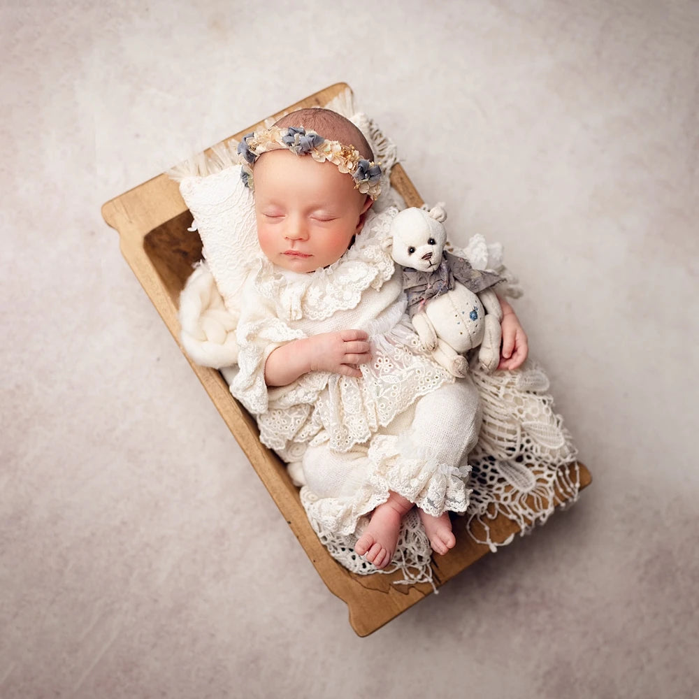 Baby Girl Newborn White Lace Ruffle Top Pants Set Princess Soft Fabric