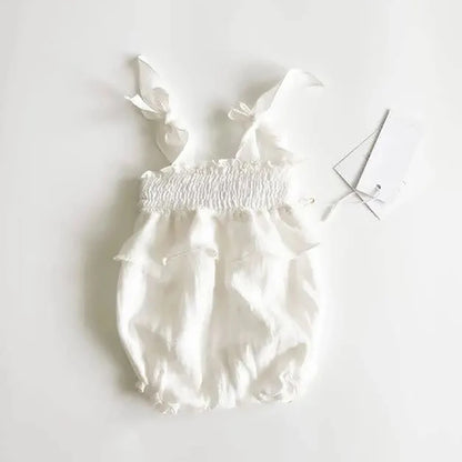 Newborn White Ruffle Romper Bow Headband Baby Photo Costume Maternity Family Shoot