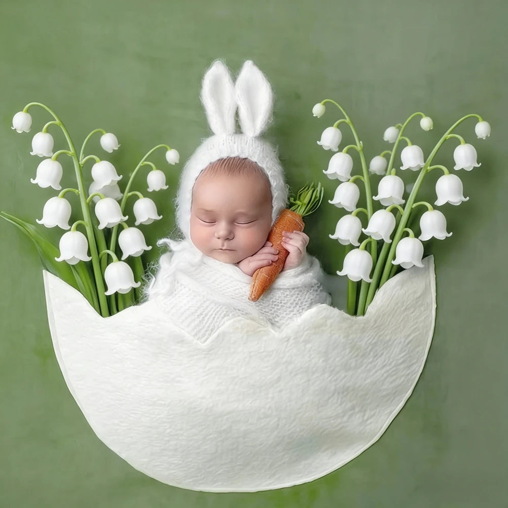 Eggshell Posing Mat Newborn Soft Felt Photo Backdrop Easter Baby 100 Days Cute Studio Background Newborn Set