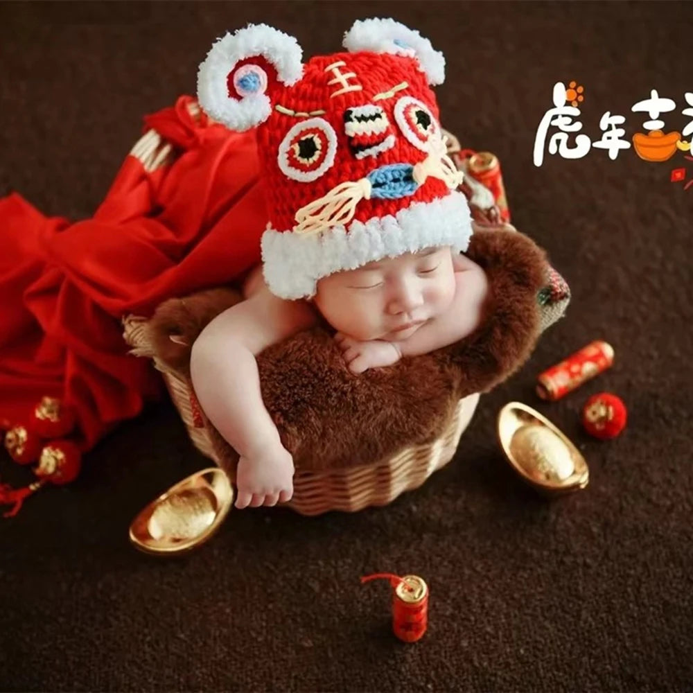 Lion Dance Hat Baby Crochet Head Bonnet Chinese New Year