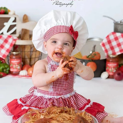 Newborn Baby Chef Set Apron Hat Cooking Smash Photo Studio Costume