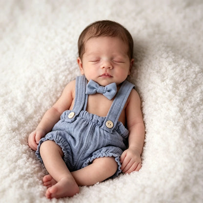 Newborn Baby Boy Bowtie Suspender Romper
