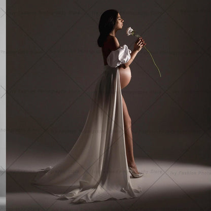 Maternity Elegant White Lace Up Trailing Long Skirt Wedding Theme
